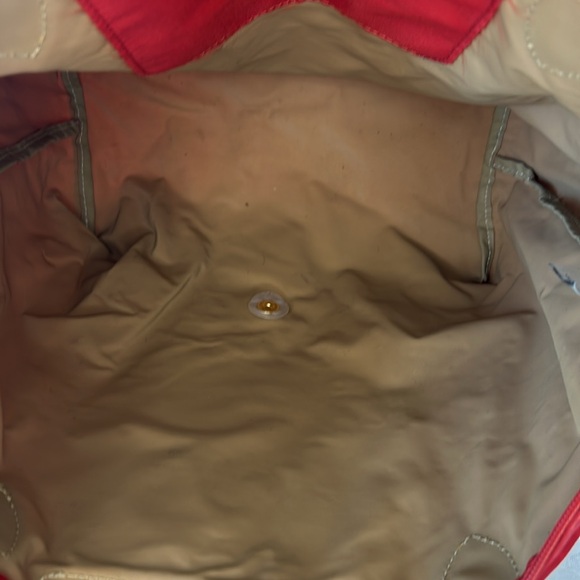 LONGCHAMP  red LE Pliage medium size leather top handle bag. - Picture 14 of 16